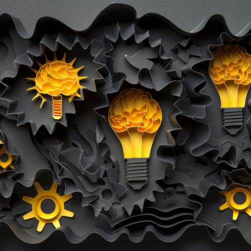 golden-lightbulbs-dark-layered-paper-cut-out-design-symbolizing-creativity-innovative-idea
